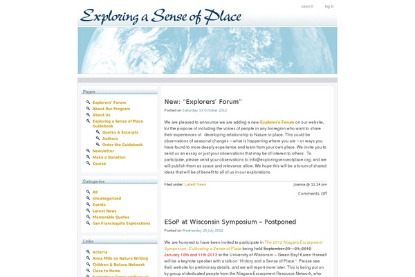 exploringsenseofplace.org site used Rin