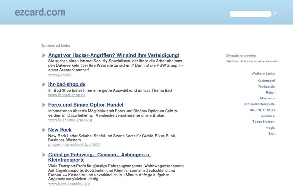 ezcard.com site used Banking