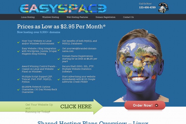 Webhosting theme site design template sample