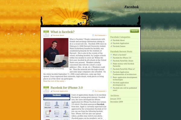 Facebook theme site design template sample
