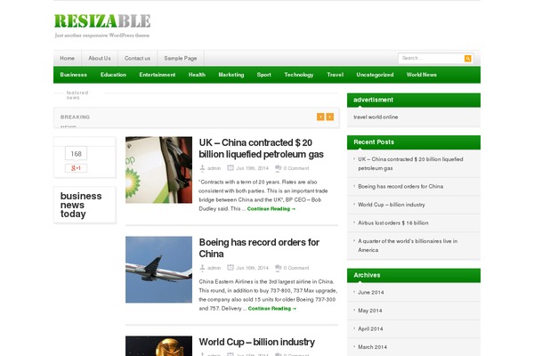 Resizable theme site design template sample