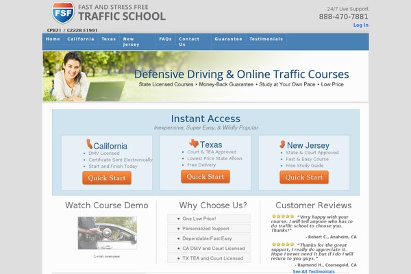 fastandstressfreetrafficschool.com site used Thesis 1.8