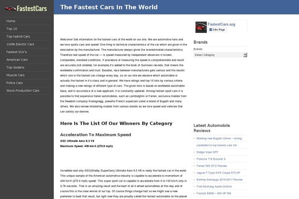 fastestcars.org site used LiveRide