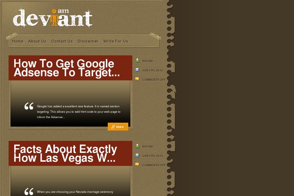 Deviant theme site design template sample