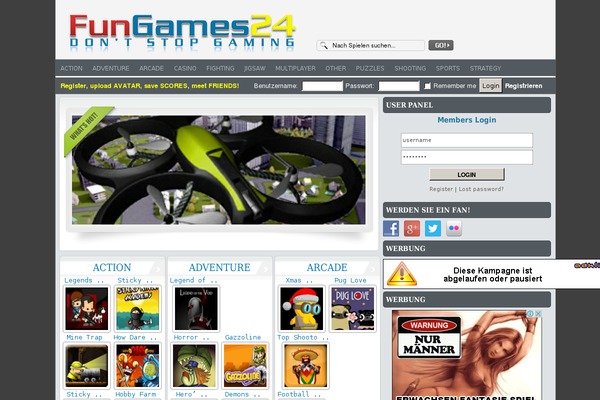 FunGames theme site design template sample