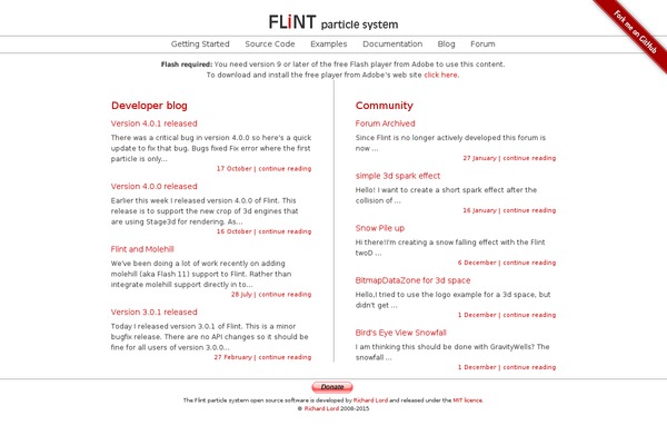flintparticles.org site used Flint