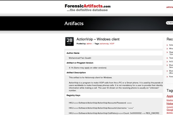 forensicartifacts.com site used Sansation