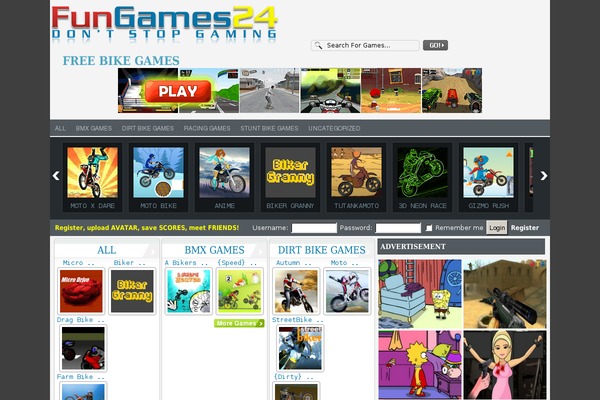 freebikegames.biz site used FunGames