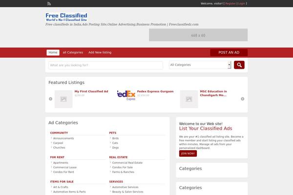 freeclassifiedz.com site used Geocrafttheme-v2