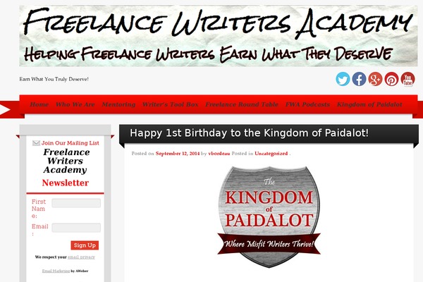 freelancewritersacademy.com site used Iribbon Pro 2