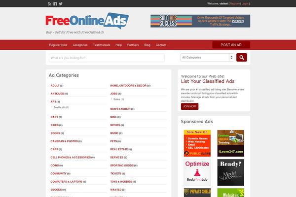 freeonlineads.com site used ClassiPress