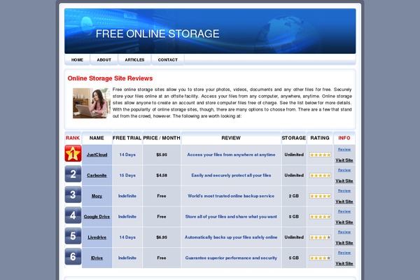 freeonlinestoragesites.com site used Reviewclean