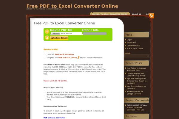 freepdftoexcelonline.com site used Chocotheme-v0.1