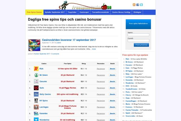 freespinscasino.se site used Pokatheme
