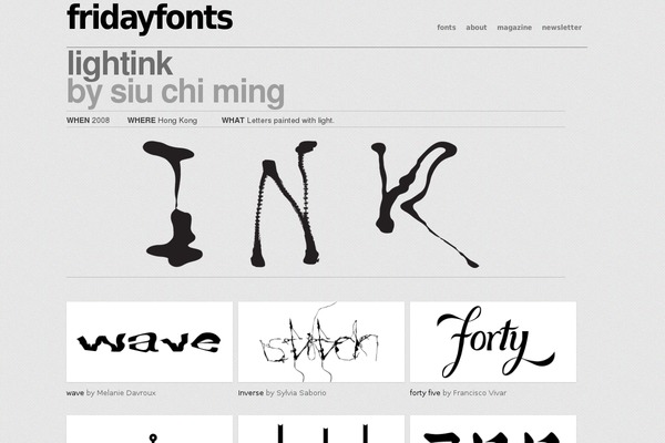 fridayfonts.com site used Workality