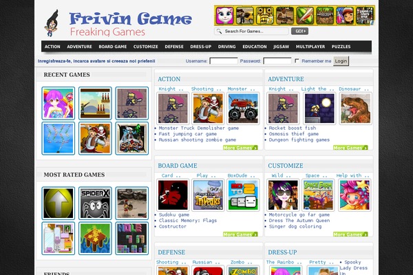 FunGames theme site design template sample