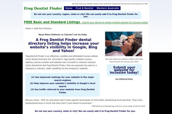 frogdentistfinder.com site used Thesis