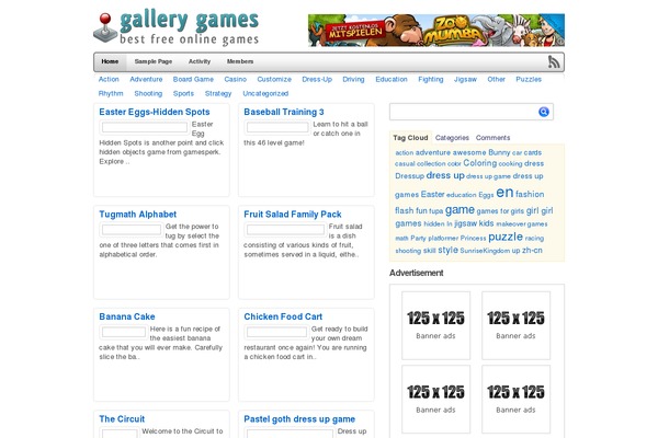 Gallerygames theme site design template sample
