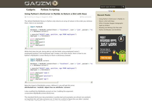 zBench theme site design template sample