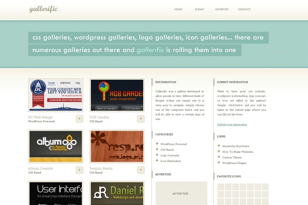 gallerific theme websites examples