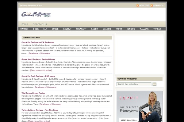 Recipe theme site design template sample