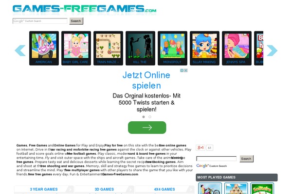 FunGames theme site design template sample