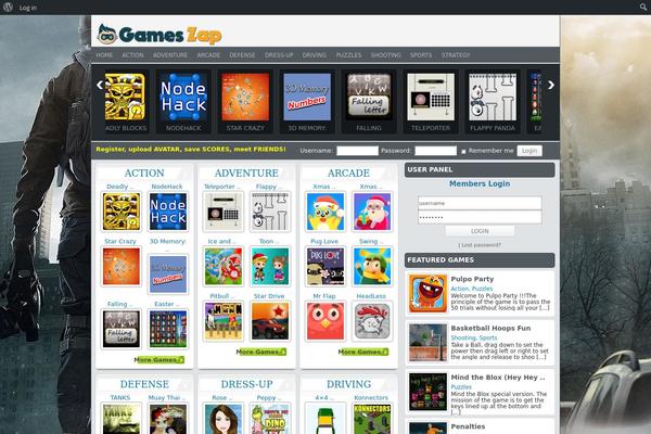 Games theme site design template sample