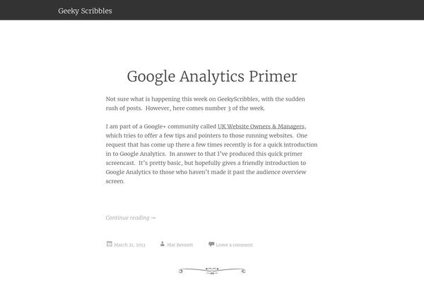 geekyscribbles.com site used Scribble Child Theme