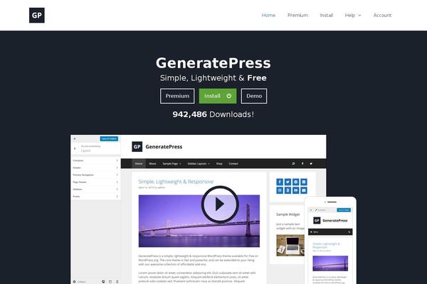GeneratePress theme site design template sample