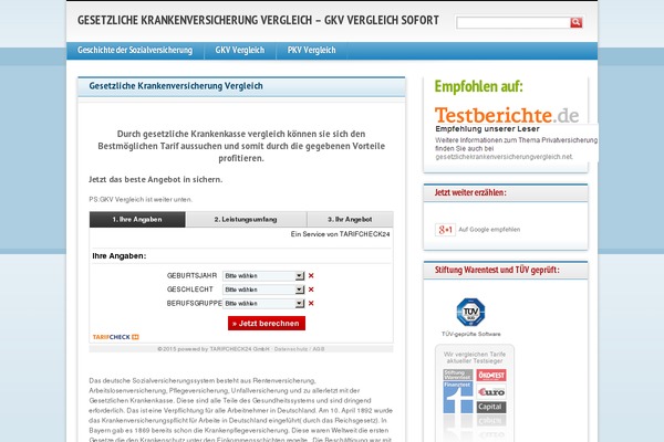 gesetzlichekrankenversicherungvergleich.net site used Blau