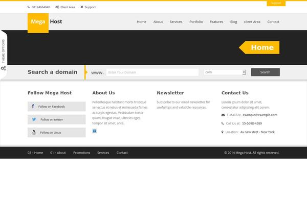 Megahost theme site design template sample