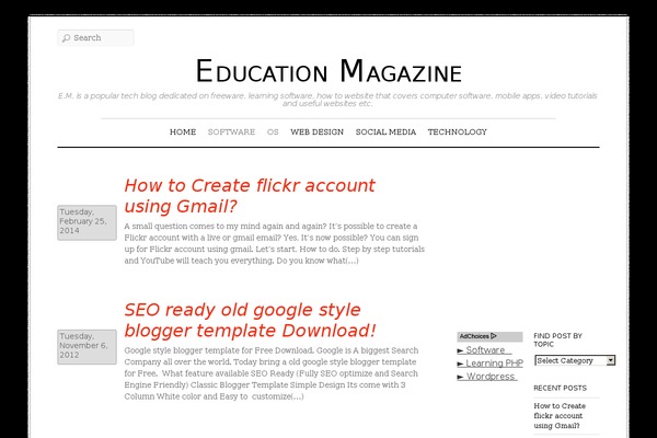 Elemin theme site design template sample