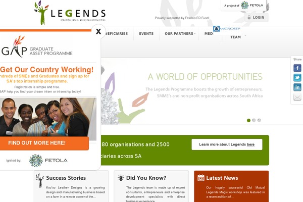Legends theme site design template sample