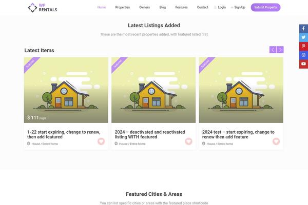 Wprentals theme site design template sample