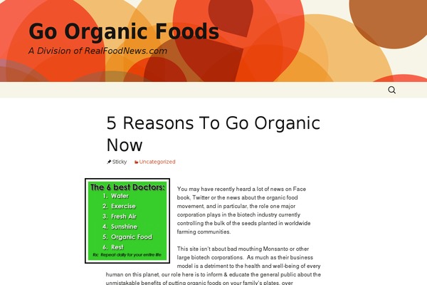 goorangicfoods.com site used Twenty Thirteen