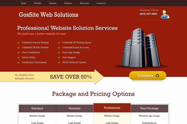 Webhosting theme site design template sample