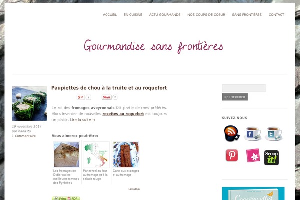 gourmandisesansfrontieres.fr site used Hueman