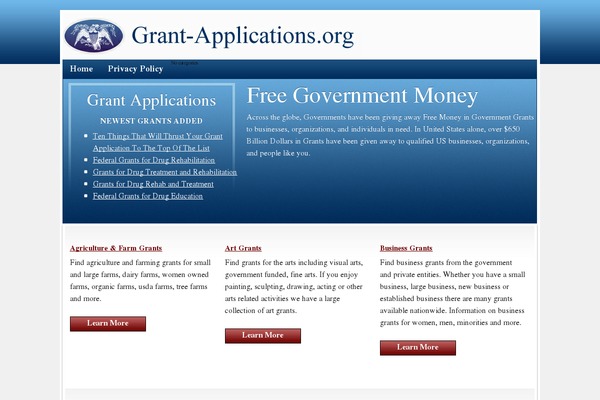 grant-applications.org site used Thesis 1.8