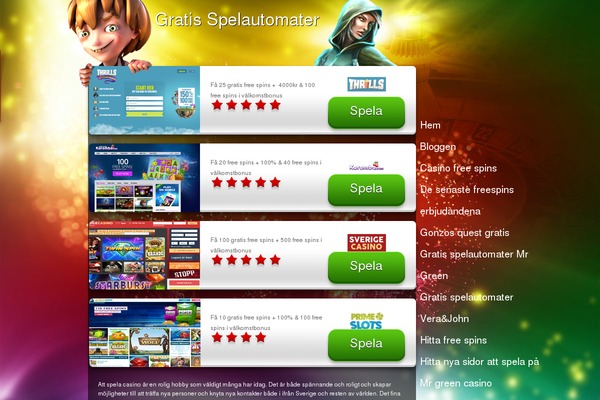 gratis-spelautomater.se site used Casinorainbow