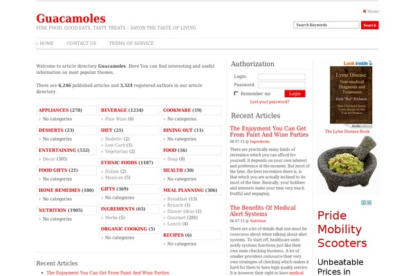 Article Directory theme site design template sample