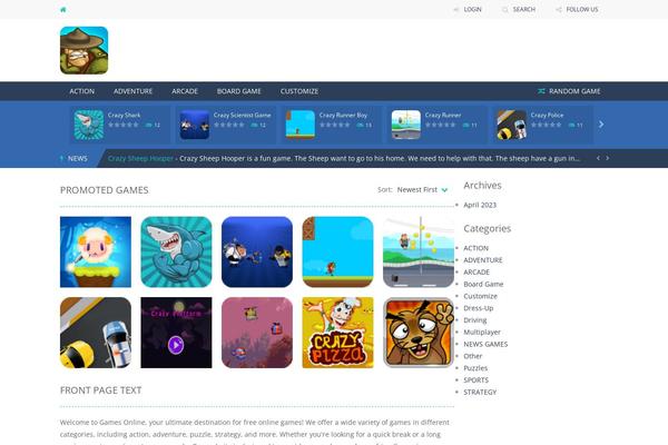 Myarcadetheme-lite theme site design template sample