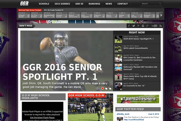 Gameday theme site design template sample