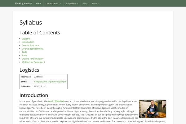 hackinghistory.ca site used Grunterie