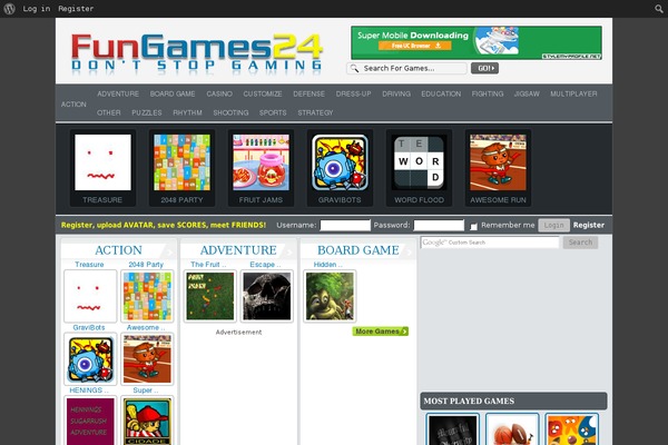 FunGames theme site design template sample