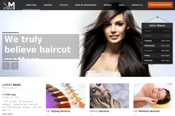 HairPress theme site design template sample