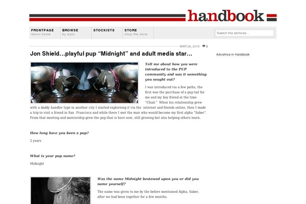Handbook theme site design template sample