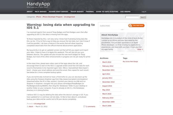 handyapp.com site used Carrington Blog
