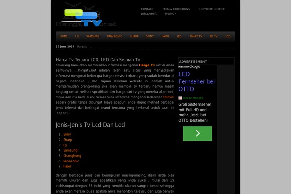 Tiga theme site design template sample