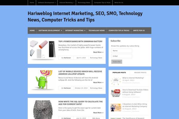Bloggie theme site design template sample