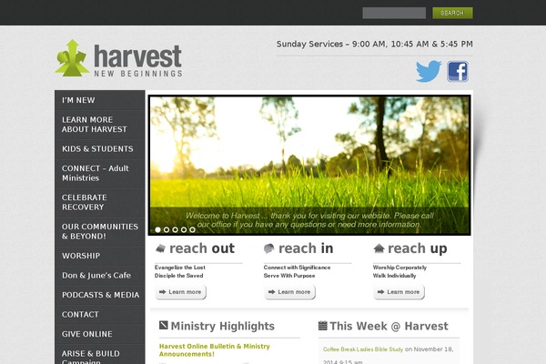 Harvest theme site design template sample
